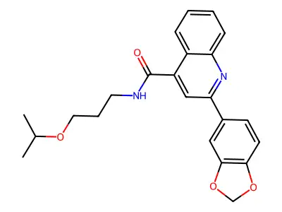 2-(1,3-benzodioxol-5-yl)-N-(3-propan-2-yloxypropyl)quinoline-4-carboxamide structure