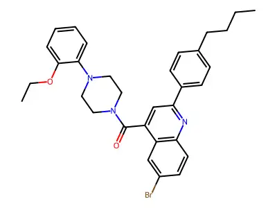 [6-bromo-2-(4-butylphenyl)quinolin-4-yl]-[4-(2-ethoxyphenyl)piperazin-1-yl]methanone structure