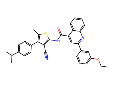 N-[3-cyano-5-methyl-4-(4-propan-2-ylphenyl)thiophen-2-yl]-2-(3-ethoxyphenyl)quinoline-4-carboxamide structure