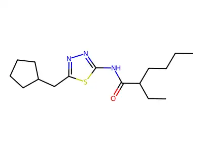 N-[5-(cyclopentylmethyl)-1,3,4-thiadiazol-2-yl]-2-ethylhexanamide structure