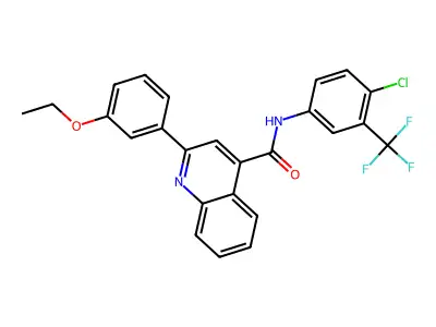 N-[4-chloro-3-(trifluoromethyl)phenyl]-2-(3-ethoxyphenyl)quinoline-4-carboxamide structure