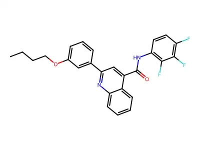 2-(3-butoxyphenyl)-N-(2,3,4-trifluorophenyl)quinoline-4-carboxamide structure