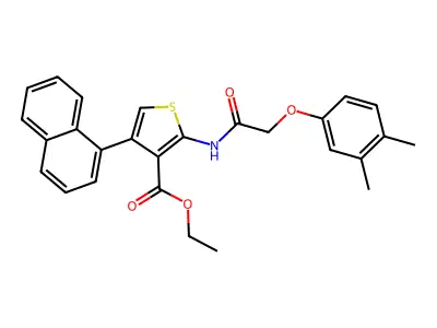 ethyl 2-[[2-(3,4-dimethylphenoxy)acetyl]amino]-4-naphthalen-1-ylthiophene-3-carboxylate structure