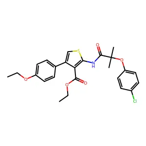 ethyl 2-[[2-(4-chlorophenoxy)-2-methylpropanoyl]amino]-4-(4-ethoxyphenyl)thiophene-3-carboxylate structure