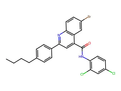 6-bromo-2-(4-butylphenyl)-N-(2,4-dichlorophenyl)-4-quinolinecarboxamide structure