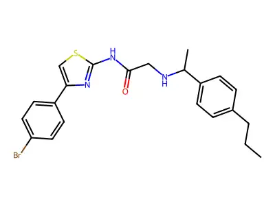 Acetamide, N-[4-(4-bromophenyl)-2-thiazolyl]-2-[[1-(4-propylphenyl)ethyl]amino]- structure