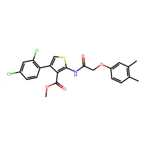 methyl 4-(2,4-dichlorophenyl)-2-{[(3,4-dimethylphenoxy)acetyl]amino}-3-thiophenecarboxylate structure