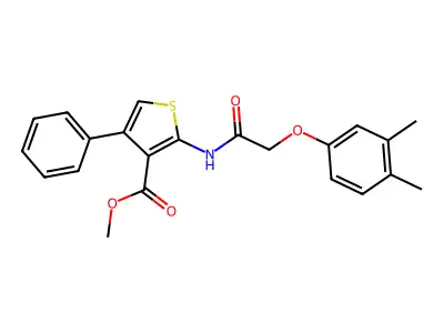 Methyl 2-{[(3,4-dimethylphenoxy)acetyl]amino}-4-phenyl-3-thiophenecarboxylate structure