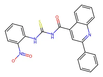 N-[(2-nitrophenyl)carbamothioyl]-2-phenylquinoline-4-carboxamide structure
