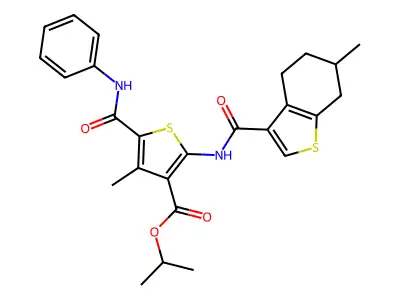 isopropyl 5-(anilinocarbonyl)-4-methyl-2-{[(6-methyl-4,5,6,7-tetrahydro-1-benzothien-3-yl)carbonyl]amino}-3-thiophenecarboxylate structure