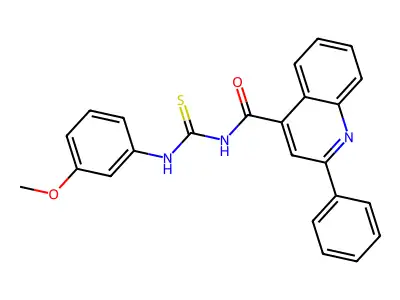 N-[(3-methoxyphenyl)carbamothioyl]-2-phenylquinoline-4-carboxamide structure