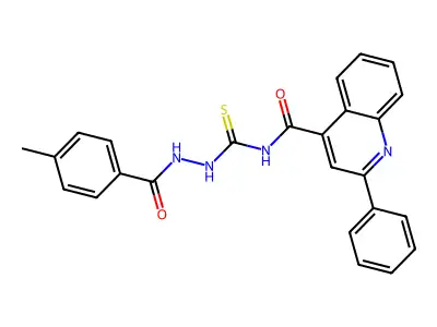 N-[[(4-methylbenzoyl)amino]carbamothioyl]-2-phenylquinoline-4-carboxamide structure