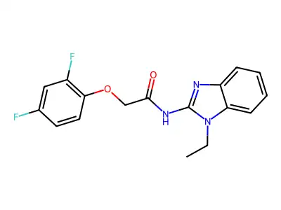 2-(2,4-difluorophenoxy)-N-(1-ethylbenzimidazol-2-yl)acetamide structure