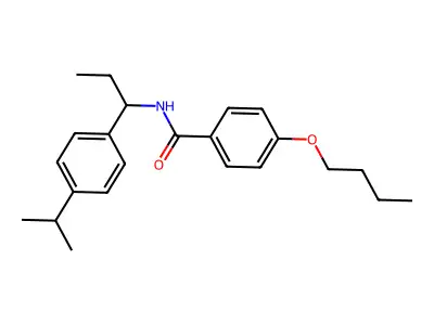 4-butoxy-N-[1-(4-isopropylphenyl)propyl]benzamide structure