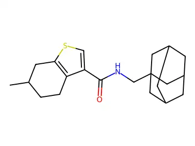 N-(1-adamantylmethyl)-6-methyl-4,5,6,7-tetrahydro-1-benzothiophene-3-carboxamide structure