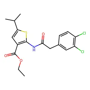 Ethyl 2-{[(3,4-dichlorophenyl)acetyl]amino}-5-isopropyl-3-thiophenecarboxylate structure