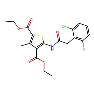 diethyl 5-[[2-(2-chloro-6-fluorophenyl)acetyl]amino]-3-methylthiophene-2,4-dicarboxylate structure