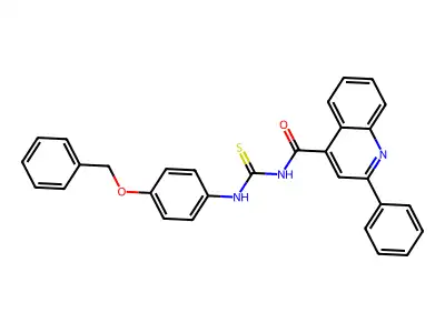 2-phenyl-N-[(4-phenylmethoxyphenyl)carbamothioyl]quinoline-4-carboxamide structure