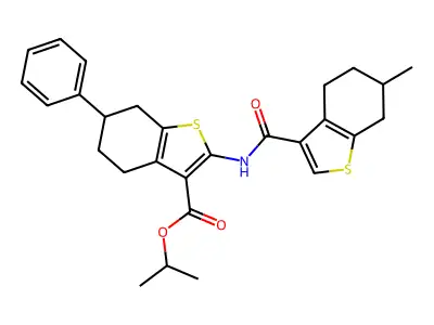 isopropyl 2-{[(6-methyl-4,5,6,7-tetrahydro-1-benzothien-3-yl)carbonyl]amino}-6-phenyl-4,5,6,7-tetrahydro-1-benzothiophene-3-carboxylate structure