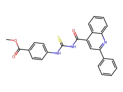 Methyl 4-[({[(2-phenyl-4-quinolinyl)carbonyl]amino}carbothioyl)amino]benzoate structure