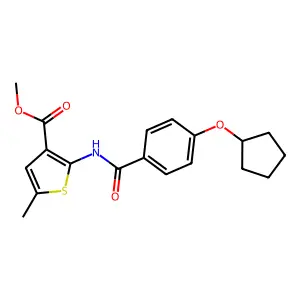 Methyl 2-[(4-cyclopentyloxybenzoyl)amino]-5-methylthiophene-3-carboxylate structure