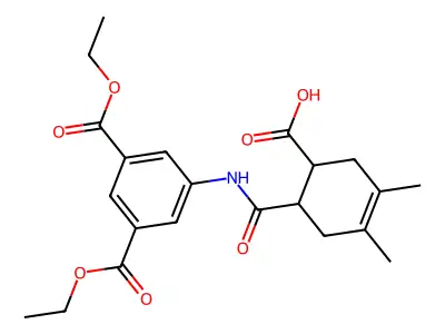 6-{[3,5-bis(ethoxycarbonyl)phenyl]carbamoyl}-3,4-dimethylcyclohex-3-ene-1-carboxylic acid structure