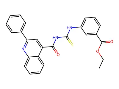 Ethyl 3-[(2-phenylquinoline-4-carbonyl)carbamothioylamino]benzoate structure