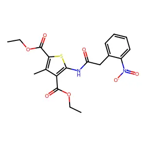 Diethyl 3-methyl-5-{[(2-nitrophenyl)acetyl]amino}thiophene-2,4-dicarboxylate structure