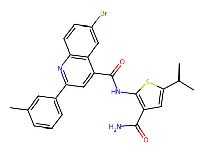 N-[3-(Aminocarbonyl)-5-(1-methylethyl)-2-thienyl]-6-bromo-2-(3-methylphenyl)-4-quinolinecarboxamide structure