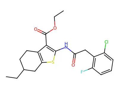 ethyl 2-{[(2-chloro-6-fluorophenyl)acetyl]amino}-6-ethyl-4,5,6,7-tetrahydro-1-benzothiophene-3-carboxylate structure
