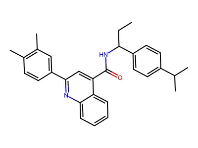 2-(3,4-dimethylphenyl)-N-[1-(4-isopropylphenyl)propyl]-4-quinolinecarboxamide structure