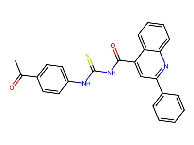 N-[(4-acetylphenyl)carbamothioyl]-2-phenylquinoline-4-carboxamide structure