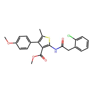 methyl 2-{[(2-chlorophenyl)acetyl]amino}-4-(4-methoxyphenyl)-5-methyl-3-thiophenecarboxylate structure
