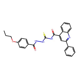 2-phenyl-N-{[2-(4-propoxybenzoyl)hydrazino]carbothioyl}-4-quinolinecarboxamide structure