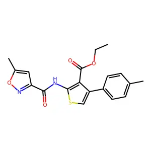 ethyl 2-[(5-methyl-1,2-oxazole-3-carbonyl)amino]-4-(4-methylphenyl)thiophene-3-carboxylate structure