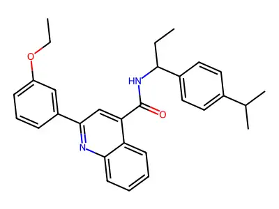 2-(3-ethoxyphenyl)-N-[1-(4-propan-2-ylphenyl)propyl]quinoline-4-carboxamide structure