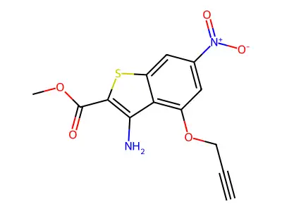 Methyl 3-amino-6-nitro-4-prop-2-ynoxy-1-benzothiophene-2-carboxylate structure