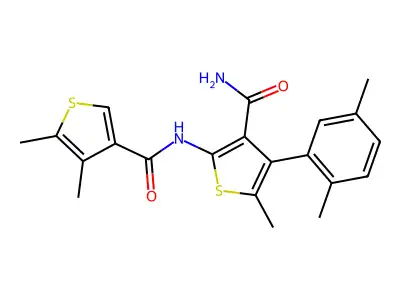 4-(2,5-dimethylphenyl)-2-[(4,5-dimethylthiophene-3-carbonyl)amino]-5-methylthiophene-3-carboxamide structure