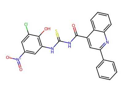 N-[(3-chloro-2-hydroxy-5-nitrophenyl)carbamothioyl]-2-phenylquinoline-4-carboxamide structure