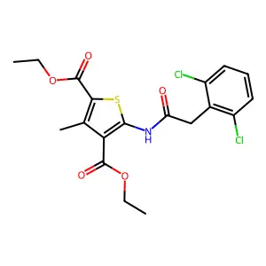 diethyl 5-[[2-(2,6-dichlorophenyl)acetyl]amino]-3-methylthiophene-2,4-dicarboxylate structure