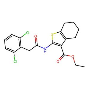ethyl 2-{[(2,6-dichlorophenyl)acetyl]amino}-4,5,6,7-tetrahydro-1-benzothiophene-3-carboxylate structure