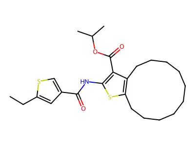 isopropyl 2-{[(5-ethyl-3-thienyl)carbonyl]amino}-4,5,6,7,8,9,10,11,12,13-decahydrocyclododeca[b]thiophene-3-carboxylate structure