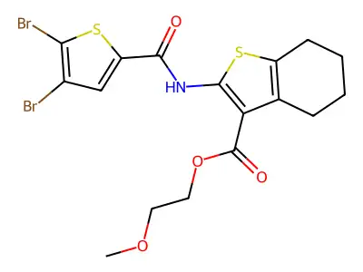 2-methoxyethyl 2-[(4,5-dibromothiophene-2-carbonyl)amino]-4,5,6,7-tetrahydro-1-benzothiophene-3-carboxylate structure