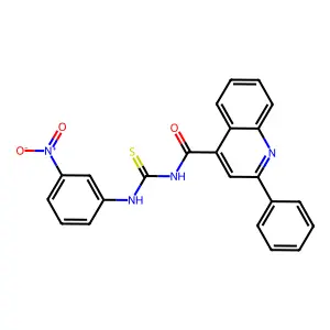 N-[(3-nitrophenyl)carbamothioyl]-2-phenylquinoline-4-carboxamide structure
