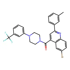 [6-bromo-2-(3-methylphenyl)quinolin-4-yl]-[4-[3-(trifluoromethyl)phenyl]piperazin-1-yl]methanone structure