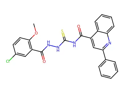 N-{[2-(5-chloro-2-methoxybenzoyl)hydrazino]carbothioyl}-2-phenyl-4-quinolinecarboxamide structure
