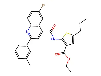 ethyl 2-({[6-bromo-2-(3-methylphenyl)-4-quinolinyl]carbonyl}amino)-5-propyl-3-thiophenecarboxylate structure
