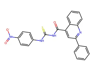 N-[(4-nitrophenyl)carbamothioyl]-2-phenylquinoline-4-carboxamide structure