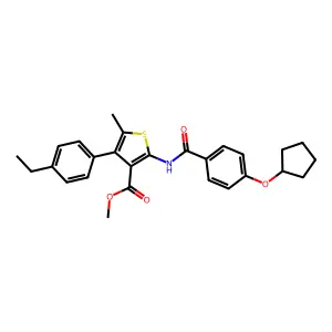 methyl 2-[(4-cyclopentyloxybenzoyl)amino]-4-(4-ethylphenyl)-5-methylthiophene-3-carboxylate structure