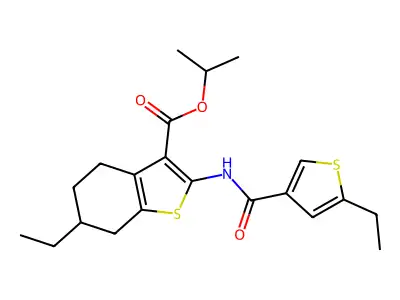 isopropyl 6-ethyl-2-{[(5-ethyl-3-thienyl)carbonyl]amino}-4,5,6,7-tetrahydro-1-benzothiophene-3-carboxylate structure